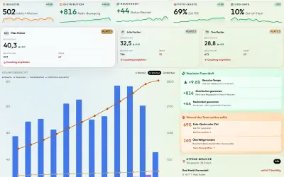 Überblick mit Kennzahlen des Teams und Besuchen je Außendienstler